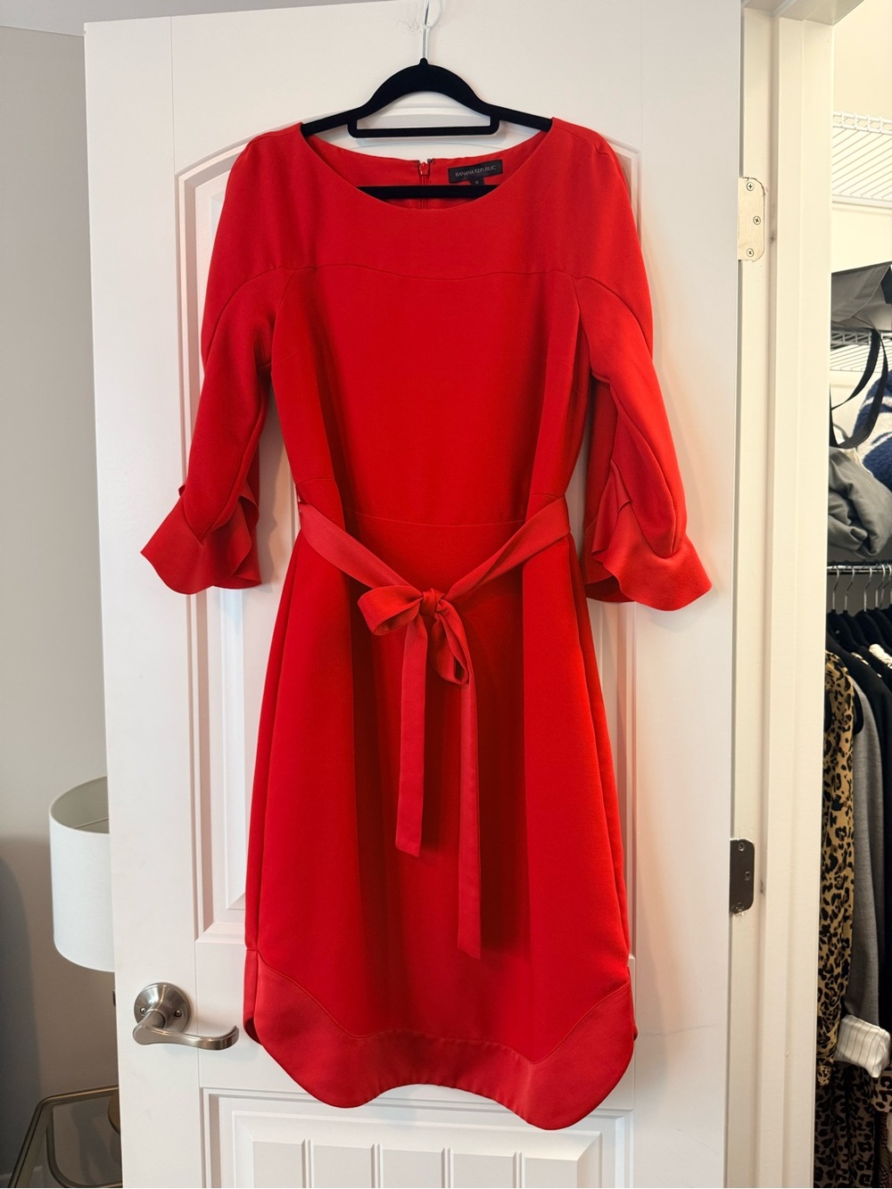 Banana Republic Red Tie-Waist Midi Dress